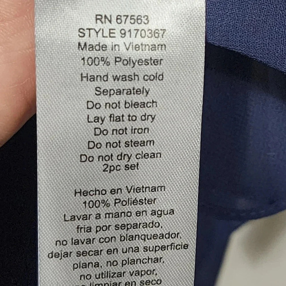 Womens Chiffon SLNY Deep Navy Beaded Cuff Dress Cover Up Size 16 - Picture 4 of 8